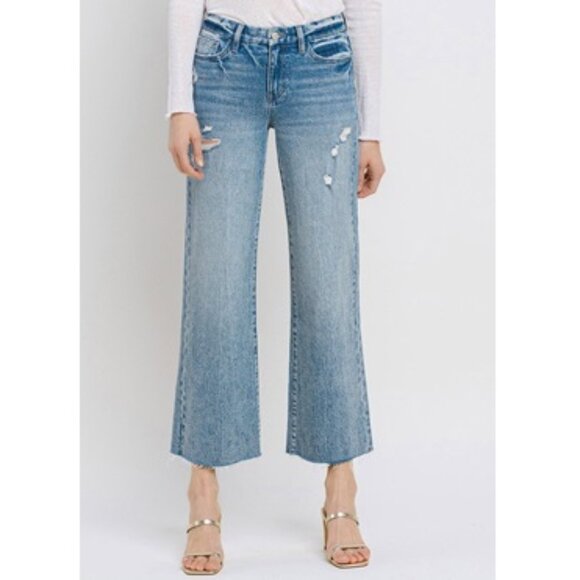 VERVET BY FLYING MONKEY Denim - Vervet by Flying Monkey Mid Rise Crop Wide Jeans - T6214L - Size 31
